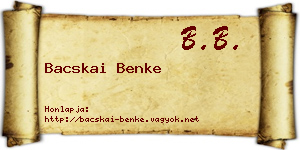Bacskai Benke névjegykártya